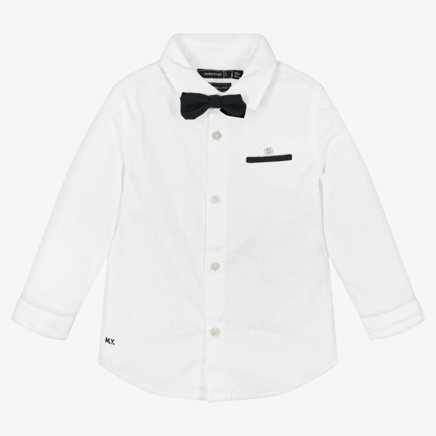 Mayoral Boys White Cotton Shirt & Bow Tie 1 Mayoral Boys White Cotton Shirt & Bow Tie