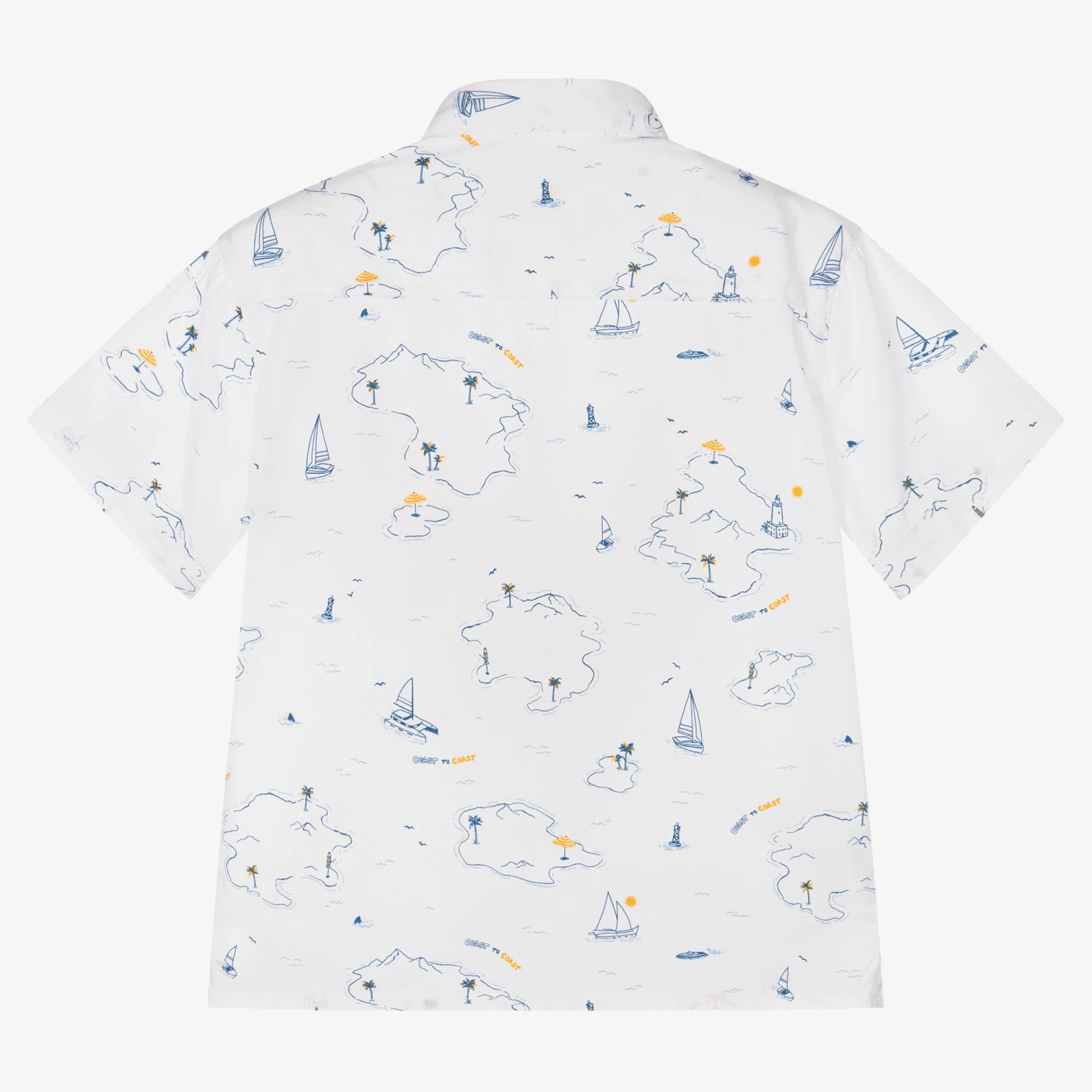 Mayoral Boys White Cotton Tropical Islands Shirt 2 Mayoral Boys White Cotton Tropical Islands Shirt - Image 2