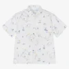 Mayoral Boys White Cotton Tropical Islands Shirt