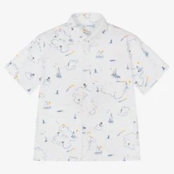 Mayoral Boys White Cotton Tropical Islands Shirt