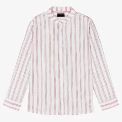 Mayoral Nukutavake Boys White & Red Striped Cotton Shirt
