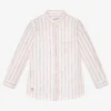 Mayoral Boys White & Red Striped Cotton Shirt