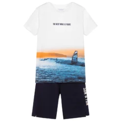 Mayoral Nukutavake Navy Blue & White Shorts Set