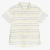 Mayoral White & Green Striped Shirt