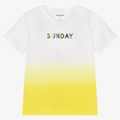 Mayoral Yellow & White Cotton T-Shirt