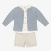 Mebi Blue & Ivory Stripe Shorts Set