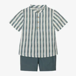 Mebi Boys Blue Striped Short Set -Outlet Little Gents Set Store mebi boys blue striped short set 485589 7fe2ed01e9532653464090bac9f8430883cf119a