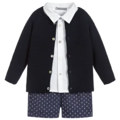 Mebi Boys Blue & White Shorts Set