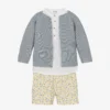Mebi Boys White & Blue Cotton Shorts Set