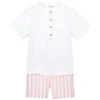Mebi White & Pink Linen Shorts Set