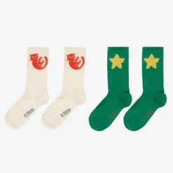Mini Rodini Green & Ivory Socks (2 Pack)