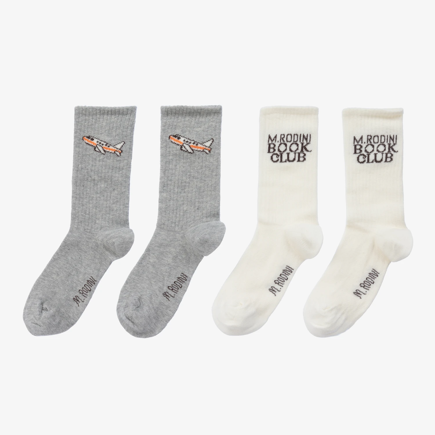 Mini Rodini Grey & Ivory Organic Cotton Socks (2 Pack) 3 Mini Rodini Grey & Ivory Organic Cotton Socks (2 Pack) - Image 3