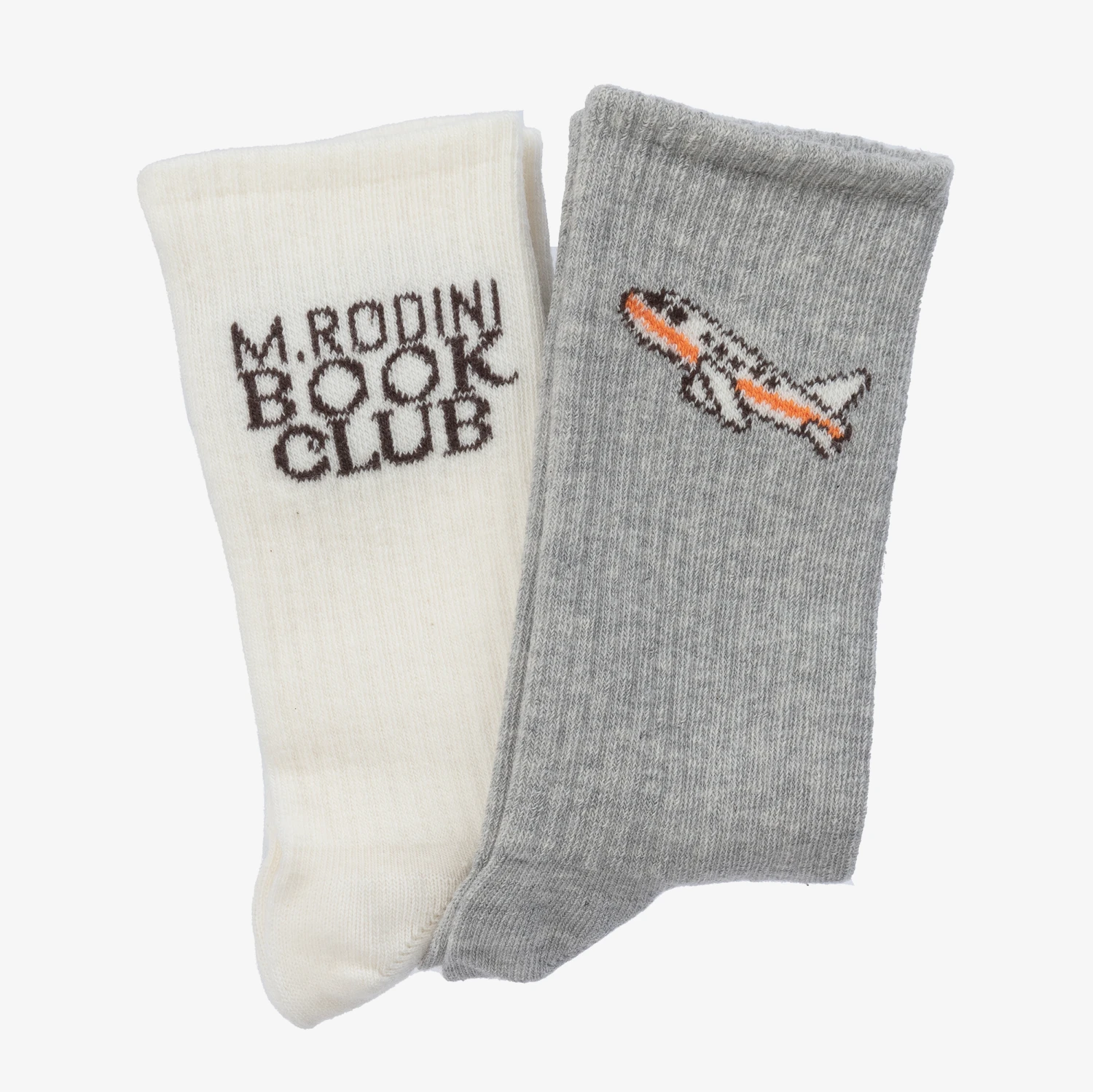 Mini Rodini Grey & Ivory Organic Cotton Socks (2 Pack) 2 Mini Rodini Grey & Ivory Organic Cotton Socks (2 Pack) - Image 2