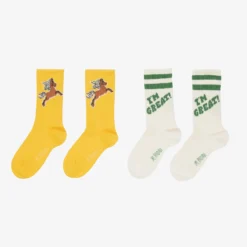 Mini Rodini Ivory & Yellow Socks (2 Pack)