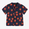 Mini Rodini Navy Blue Lyocell Strawberry Shirt
