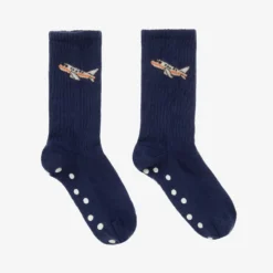 Mini Rodini Navy Blue Organic Cotton Airplane Socks