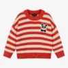 Mini Rodini Red & Ivory Striped Cotton Sweater