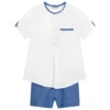 Miranda Blue & White Linen Shorts Set