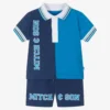 Mitch & Son Boys Blue Colourblock Logo Shorts Set