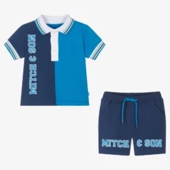 Mitch & Son Boys Blue Colourblock Logo Shorts Set -Outlet Little Gents Set Store mitch son boys blue colourblock logo shorts set 506900 9c4a4f86f7ddf7ffe6c80aa1faf8682ac59d3a79
