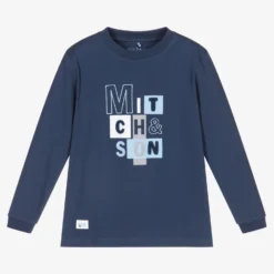 Mitch & Son Boys Blue Cotton Logo Top