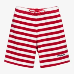 Mitty James Red Striped Cotton Towelling Shorts
