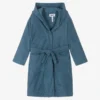Molo Blue Cotton Hooded Bathrobe