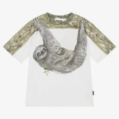 Molo Boys White & Grey Sloth T-Shirt