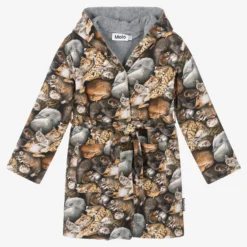 Molo Brown Cotton Animals Bathrobe