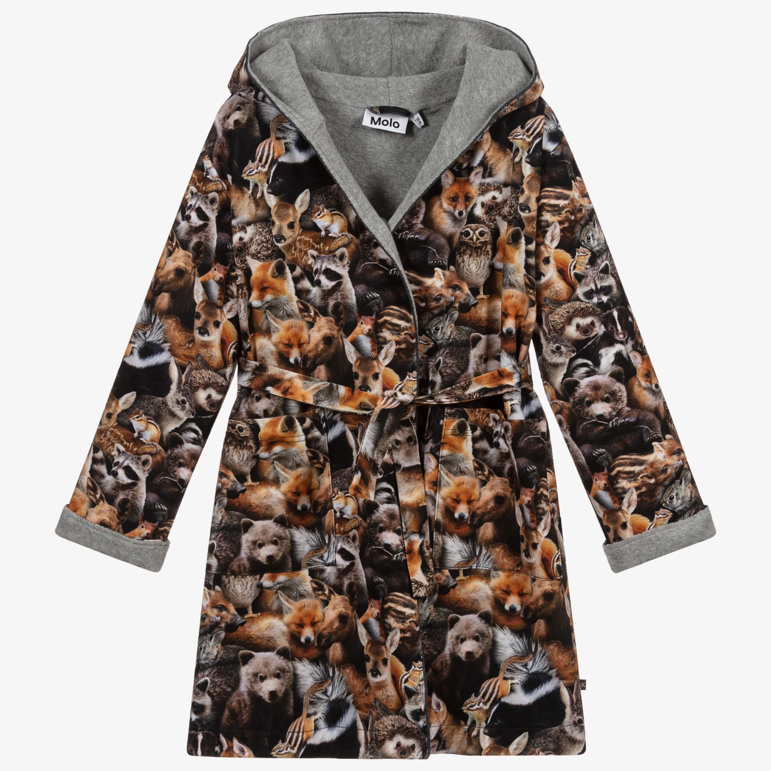 Molo Brown & Grey Animals Bathrobe 1 Molo Brown & Grey Animals Bathrobe