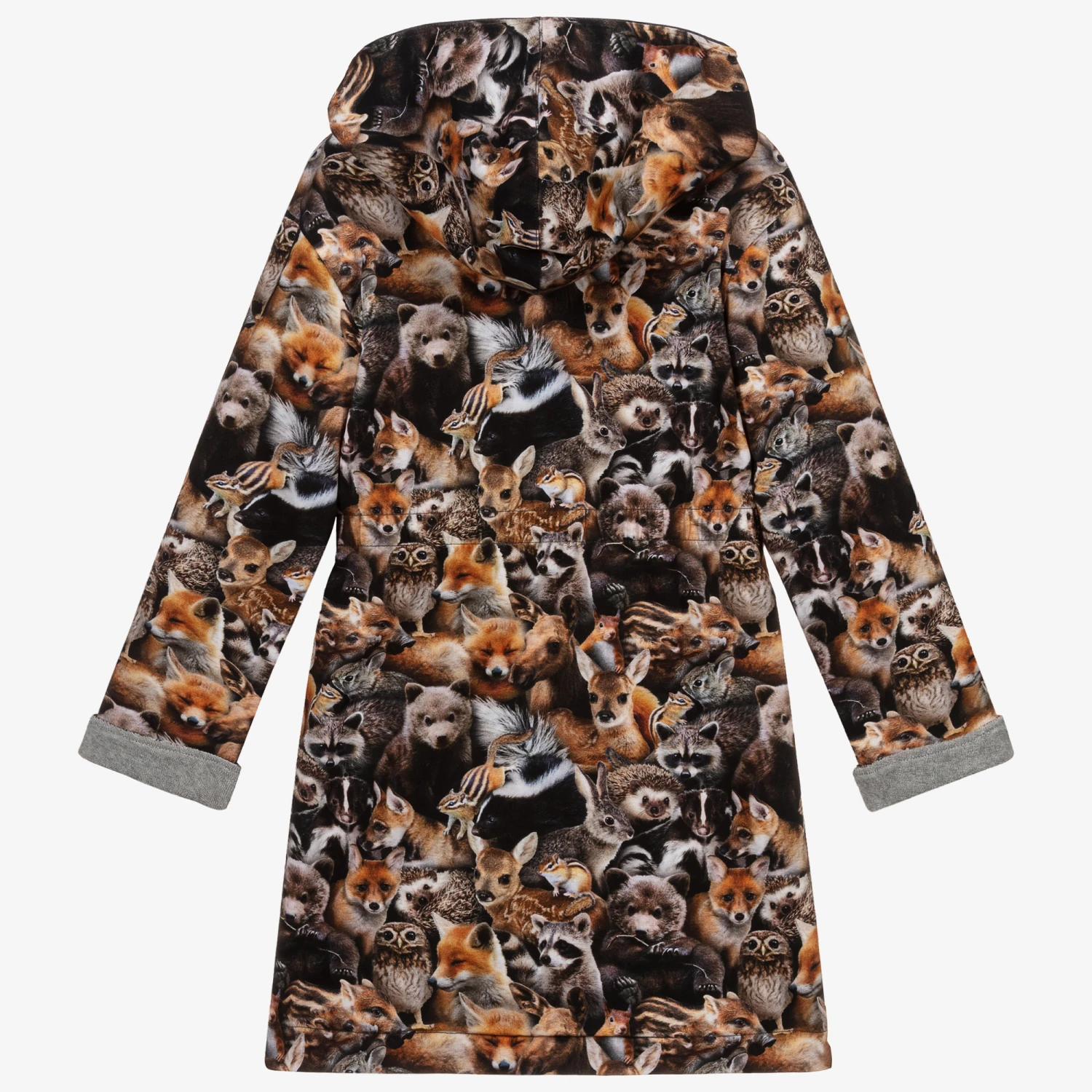 Molo Brown & Grey Animals Bathrobe 2 Molo Brown & Grey Animals Bathrobe - Image 2