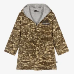 Molo Green Dinosaur Cotton Bathrobe