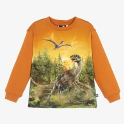 Molo Orange Dinosaur Print Top
