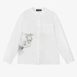 Monnalisa Boys White Cotton & Linen Warner Bros Shirt -Outlet Little Gents Set Store monnalisa boys white cotton linen warner bros shirt 503455 45e6babef5781602e147e1d3146a22b9cae405fe