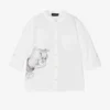 Monnalisa Boys White Cotton & Linen Warner Bros Shirt