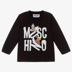 Moschino Baby Black Cotton Logo Top