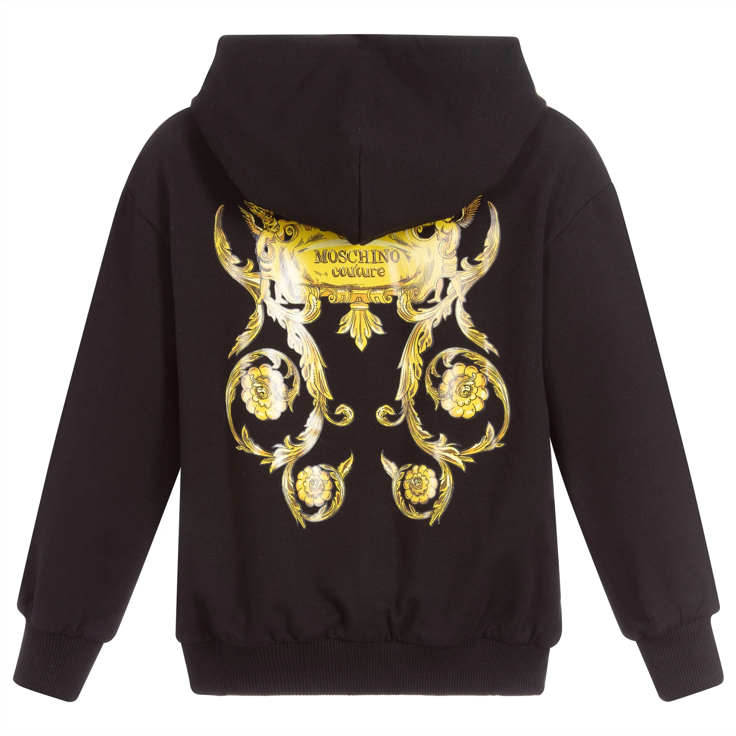 Moschino Kid-Teen Black Cotton Zip-Up Logo Top 2 Moschino Kid-Teen Black Cotton Zip-Up Logo Top - Image 2