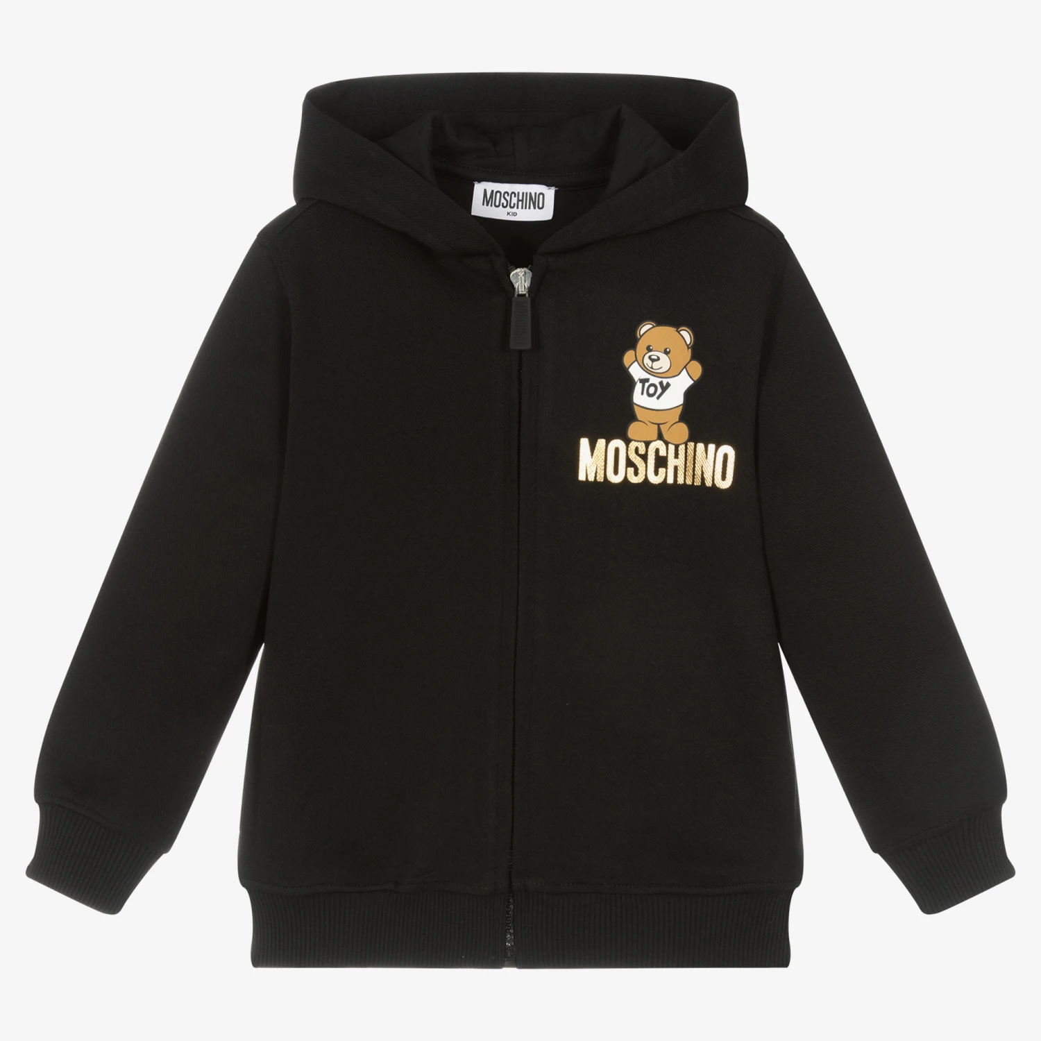 Moschino Kid-Teen Black Teddy Bear Zip-Up Hoodie 1 Moschino Kid-Teen Black Teddy Bear Zip-Up Hoodie