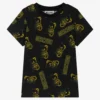 Moschino Kid-Teen Black & Yellow Cotton Logo T-Shirt