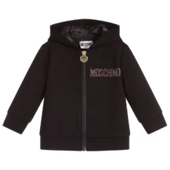 Moschino Baby Black Zip-Up Logo Hoodie