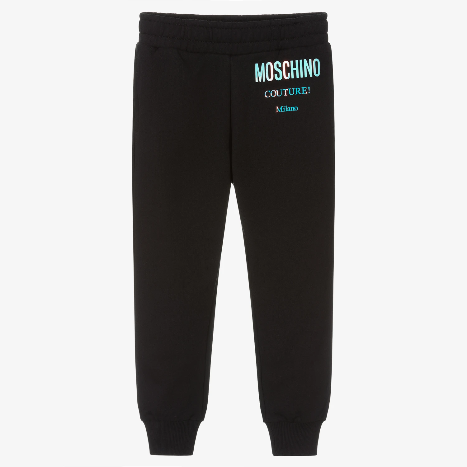 Moschino Kid-Teen Boys Black Cotton Logo Joggers 1 Moschino Kid-Teen Boys Black Cotton Logo Joggers
