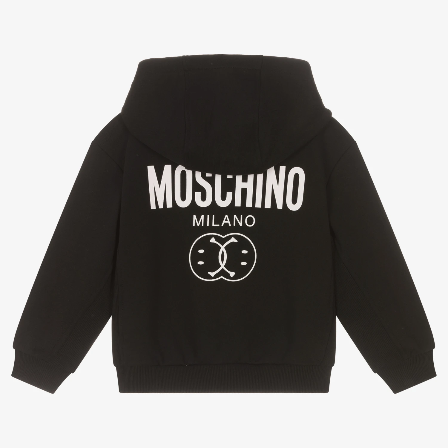 Moschino Kid-Teen Boys Black Double Smiley Hoodie 2 Moschino Kid-Teen Boys Black Double Smiley Hoodie - Image 2