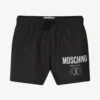 Moschino Kid-Teen Boys Black Double Smiley Logo Swim Shorts