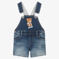 Moschino Baby Boys Blue Bear Denim Dungarees
