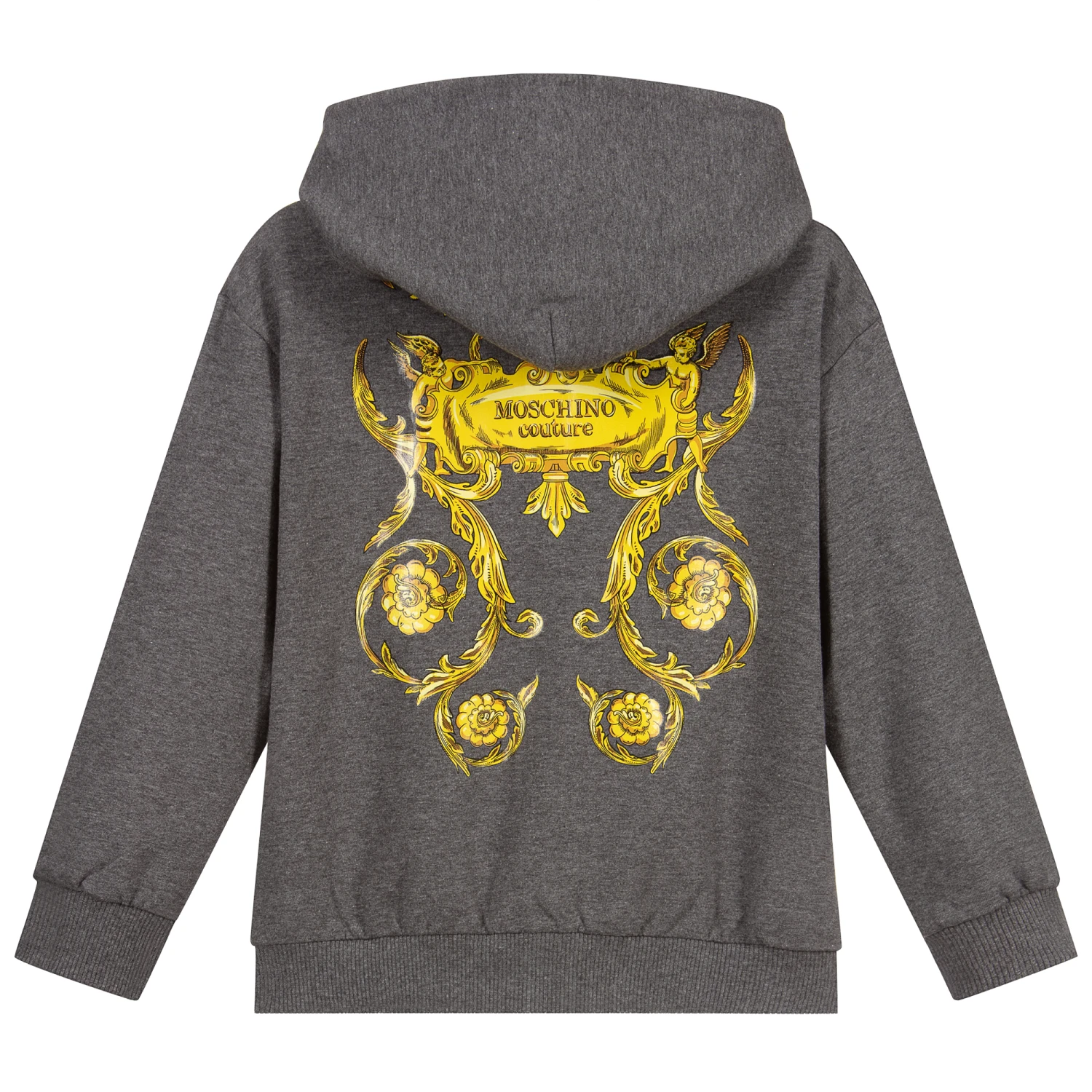 Moschino Kid-Teen Boys Grey Logo Zip-Up Top 2 Moschino Kid-Teen Boys Grey Logo Zip-Up Top - Image 2