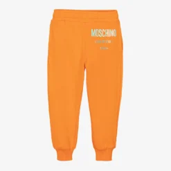 Moschino Kid-Teen Boys Orange Cotton Logo Joggers
