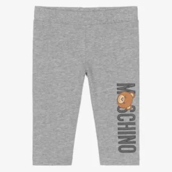 Moschino Baby Grey Cotton Logo Trousers