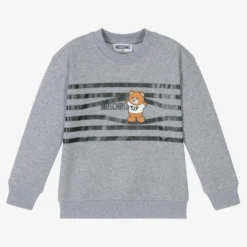 Moschino Kid-Teen Grey Cotton Teddy Sweatshirt