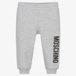 Moschino Baby Grey Jersey Logo Joggers