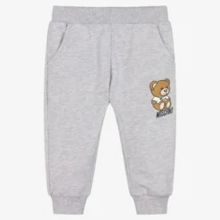 Moschino Baby Grey Marl Cotton Logo Joggers